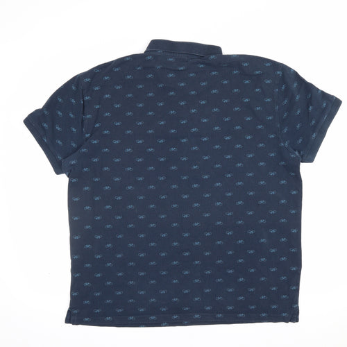 Springfield Men’s Blue XL Bicycle Print Short Sleeve Polo Shirt