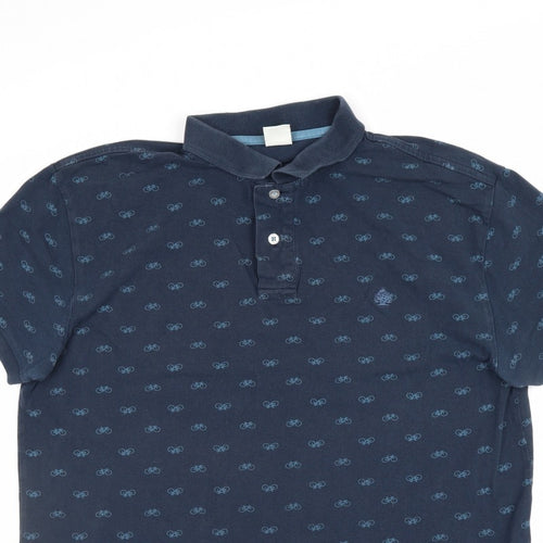 Springfield Men’s Blue XL Bicycle Print Short Sleeve Polo Shirt