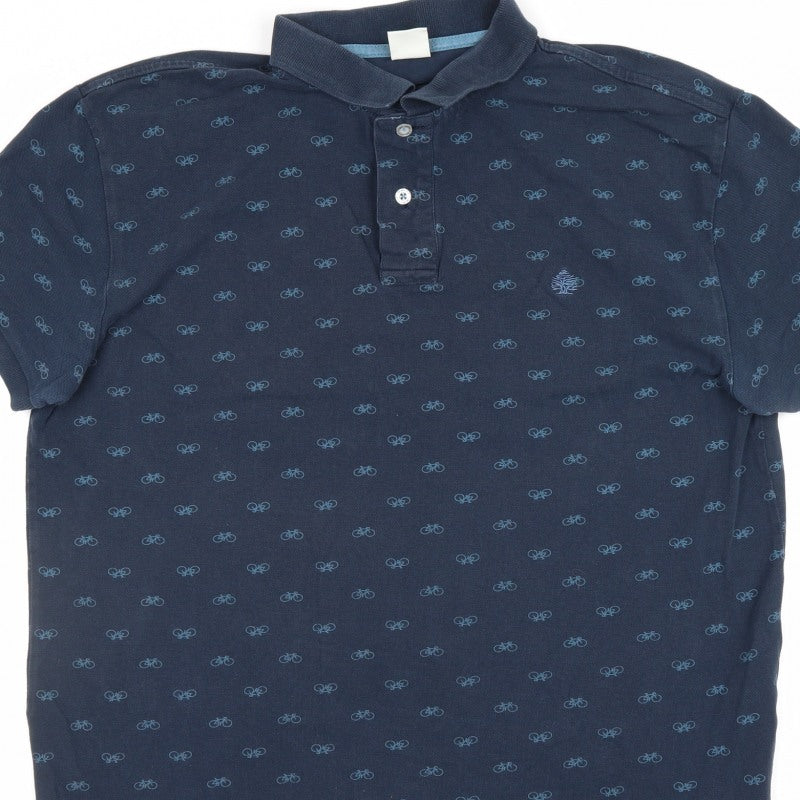 Springfield Men’s Blue XL Bicycle Print Short Sleeve Polo Shirt