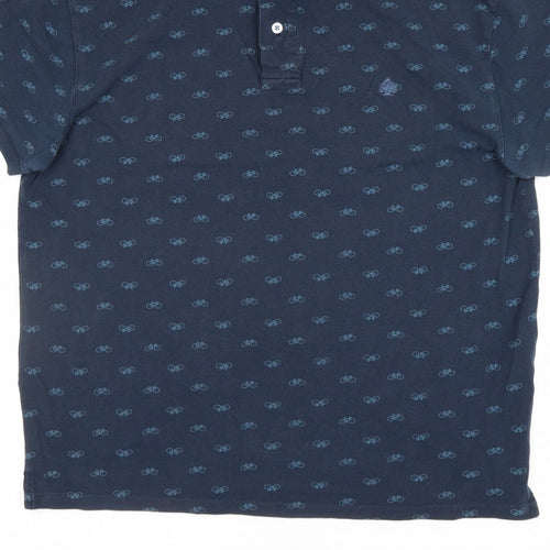 Springfield Men’s Blue XL Bicycle Print Short Sleeve Polo Shirt