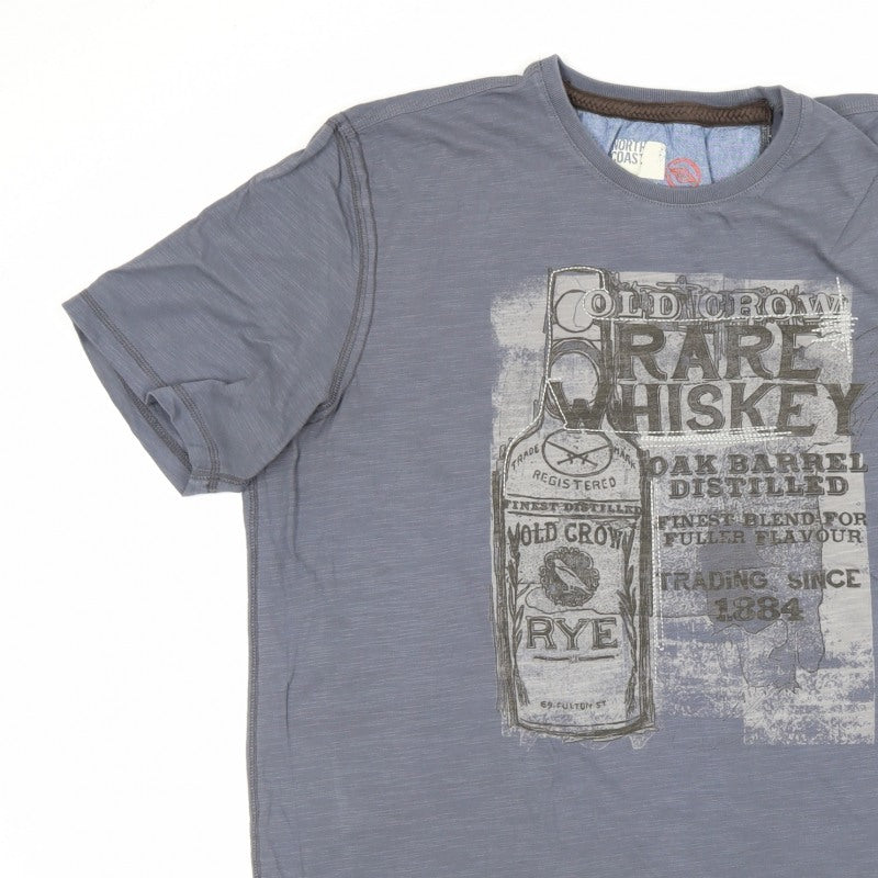 Marks and Spencer Men Grey L Rare Whiskey Graphic Print T-Shirt