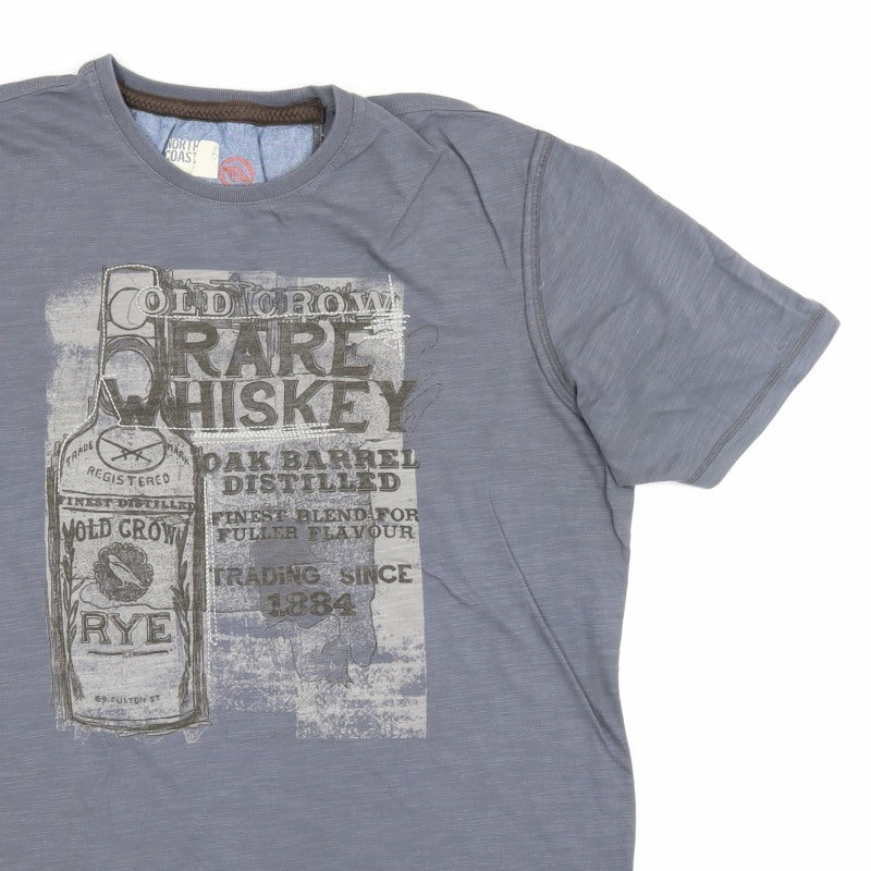 Marks and Spencer Men Grey L Rare Whiskey Graphic Print T-Shirt