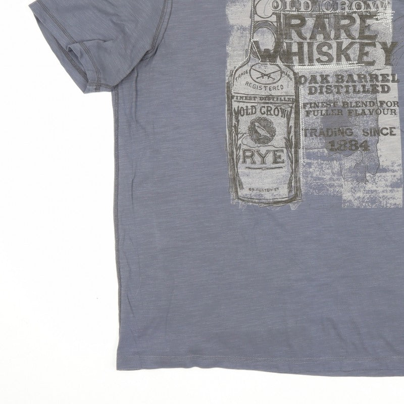 Marks and Spencer Men Grey L Rare Whiskey Graphic Print T-Shirt