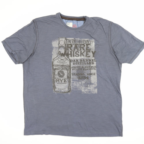 Marks and Spencer Men Grey L Rare Whiskey Graphic Print T-Shirt