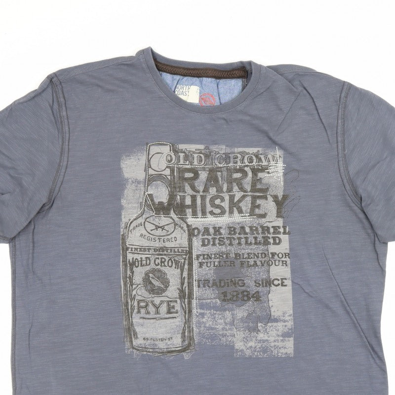 Marks and Spencer Men Grey L Rare Whiskey Graphic Print T-Shirt