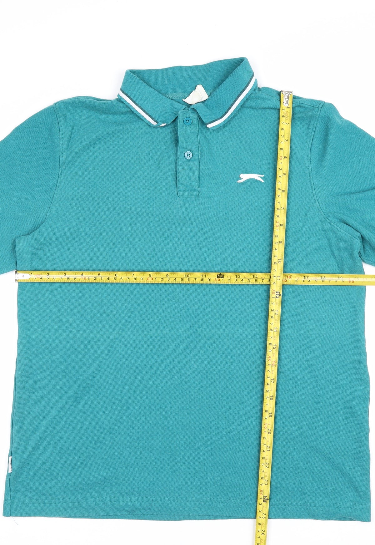 Slazenger Men's Green L Short Sleeve Cotton Pique Polo Shirt Logo