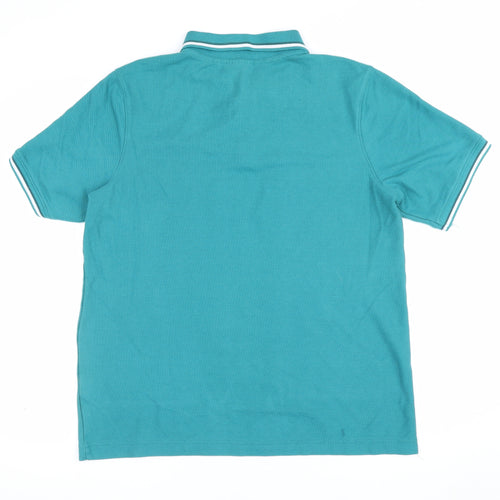 Slazenger Men's Green L Short Sleeve Cotton Pique Polo Shirt Logo