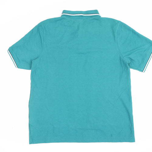 Slazenger Men's Green L Short Sleeve Cotton Pique Polo Shirt Logo