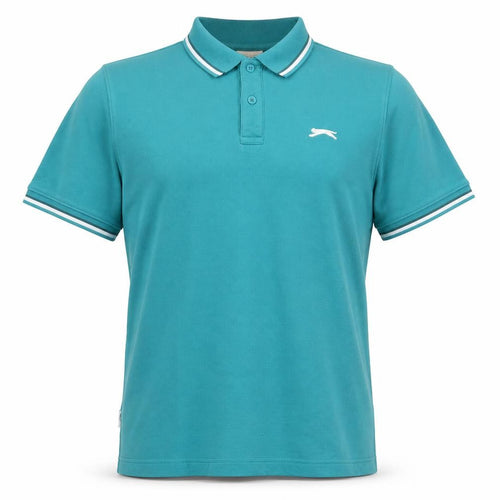 Slazenger Men's Green L Short Sleeve Cotton Pique Polo Shirt Logo