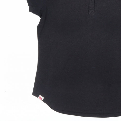 Lonsdale Women's Black UK 10 Ringer Polo Shirt Pink Trim Short Sleeve