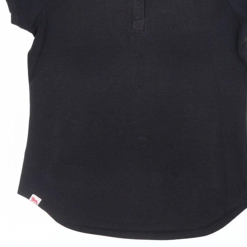 Lonsdale Women's Black UK 10 Ringer Polo Shirt Pink Trim Short Sleeve