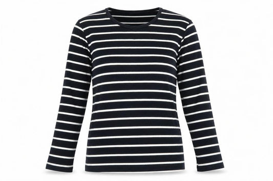 Wallis Women’s Black White Striped Cotton Jersey Long Sleeve Top UK 14