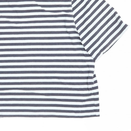 Uniqlo Women Blue White Stripe S Basic Crew Neck Short Sleeve T-Shirt