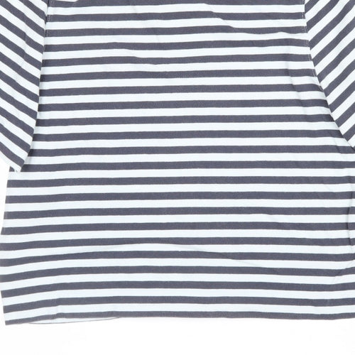Uniqlo Women Blue White Stripe S Basic Crew Neck Short Sleeve T-Shirt