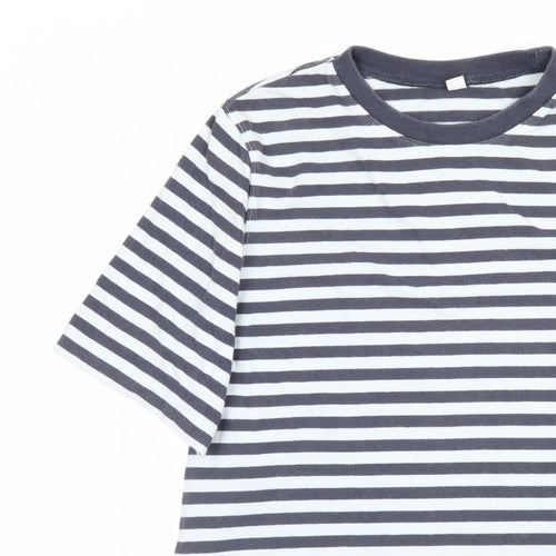 Uniqlo Women Blue White Stripe S Basic Crew Neck Short Sleeve T-Shirt