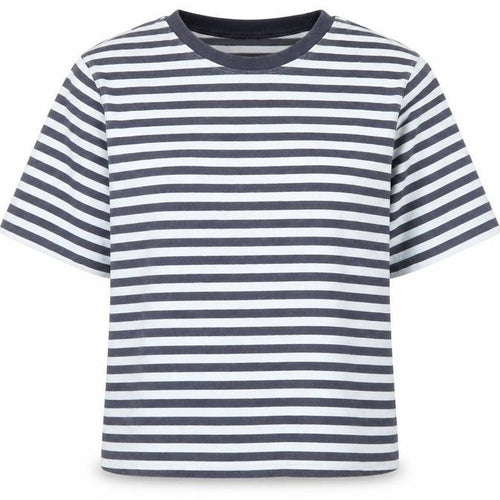 Uniqlo Women Blue White Stripe S Basic Crew Neck Short Sleeve T-Shirt