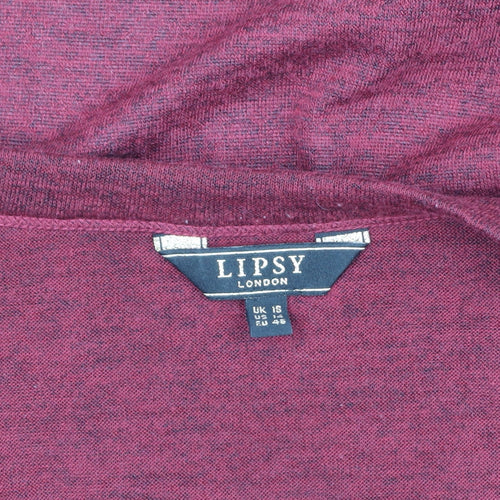 Lipsy London Women’s Red UK 16 Open Wrap Cardigan Lightweight Stretch