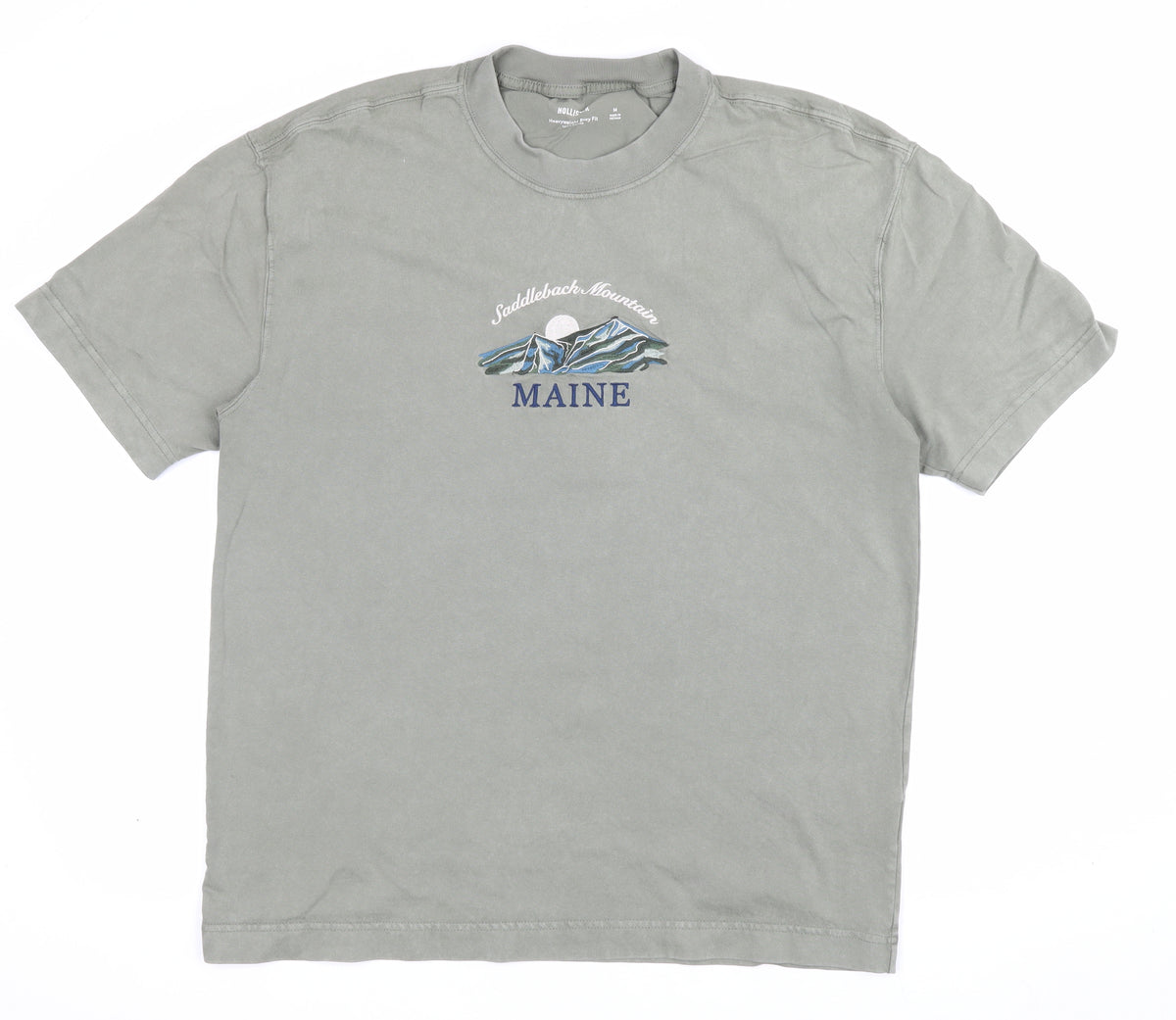 Hollister Men’s Green M Heavyweight Boxy Fit Maine Mountain T-Shirt