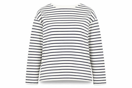 Uniqlo Women’s Navy White Stripe Boat Neck Cotton Long Sleeve Top S