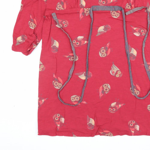 Little White Lies Women Red UK 16 Owl Cotton Tunic Blouse 3/4 Sleeve