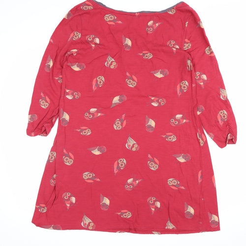 Little White Lies Women Red UK 16 Owl Cotton Tunic Blouse 3/4 Sleeve