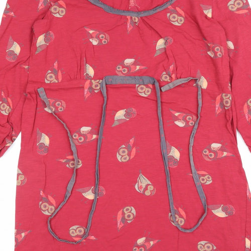 Little White Lies Women Red UK 16 Owl Cotton Tunic Blouse 3/4 Sleeve