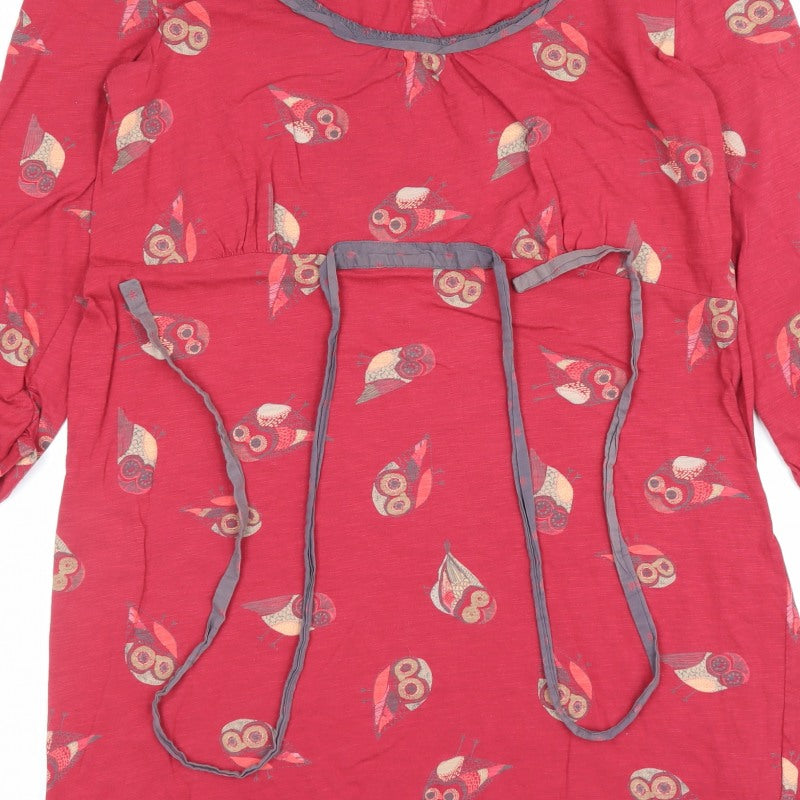 Little White Lies Women Red UK 16 Owl Cotton Tunic Blouse 3/4 Sleeve
