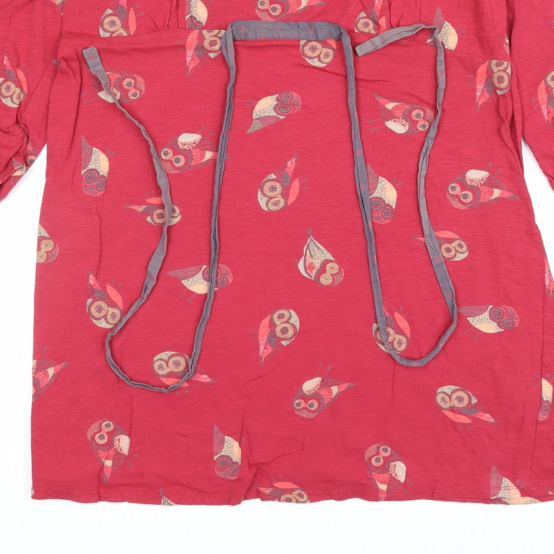 Little White Lies Women Red UK 16 Owl Cotton Tunic Blouse 3/4 Sleeve
