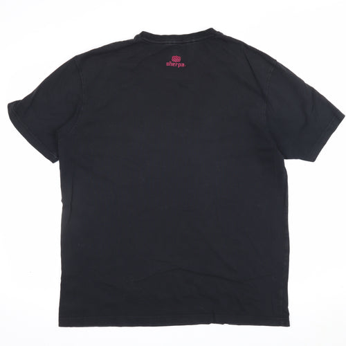 Sherpa Men’s Black Large Organic Cotton Graphic Print Crew Neck T-Shirt