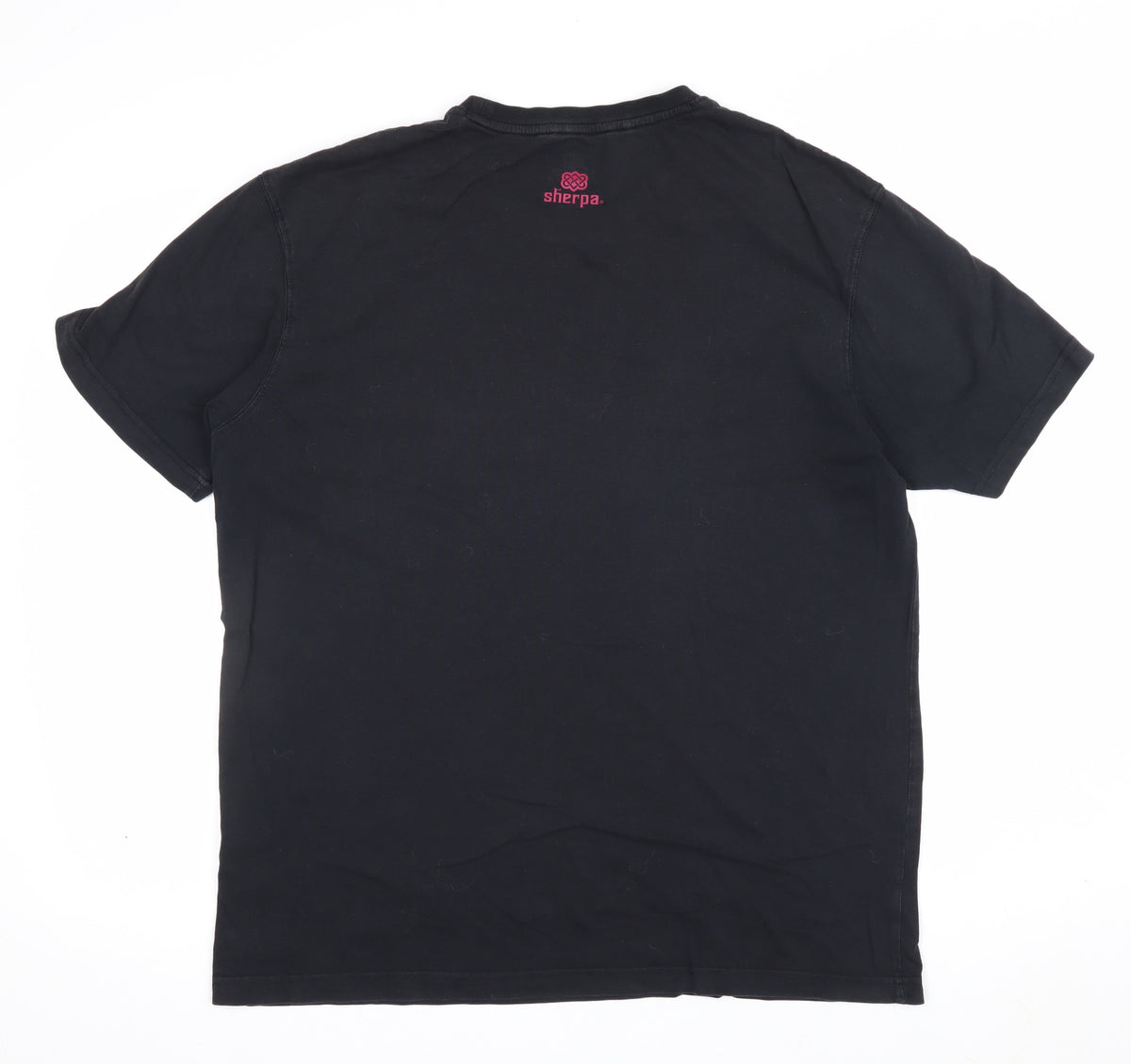 Sherpa Men’s Black Large Organic Cotton Graphic Print Crew Neck T-Shirt