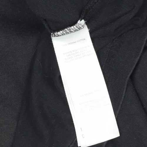 Sherpa Men’s Black Large Organic Cotton Graphic Print Crew Neck T-Shirt