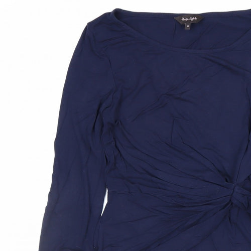 Phase Eight Women Blue Size 10 Wrap Tie Long Sleeve Jersey Blouse