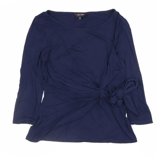 Phase Eight Women Blue Size 10 Wrap Tie Long Sleeve Jersey Blouse
