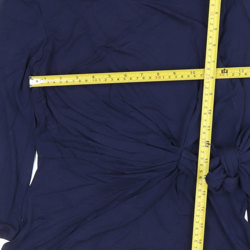 Phase Eight Women Blue Size 10 Wrap Tie Long Sleeve Jersey Blouse