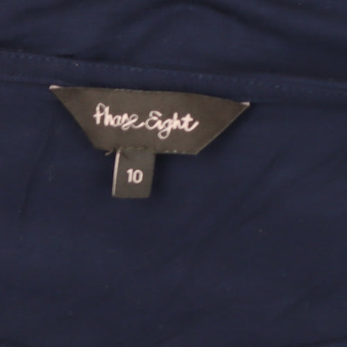 Phase Eight Women Blue Size 10 Wrap Tie Long Sleeve Jersey Blouse