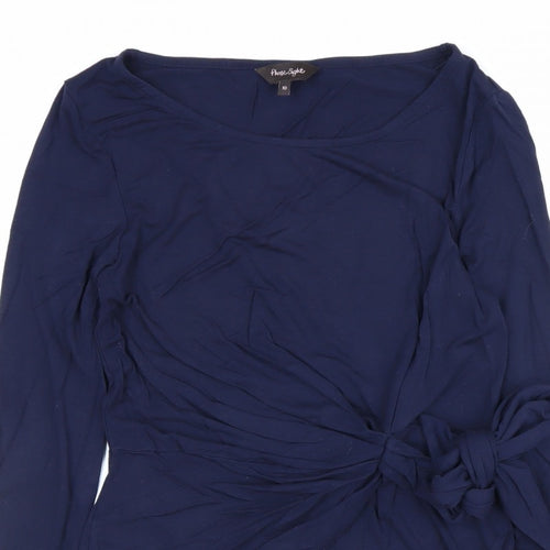 Phase Eight Women Blue Size 10 Wrap Tie Long Sleeve Jersey Blouse