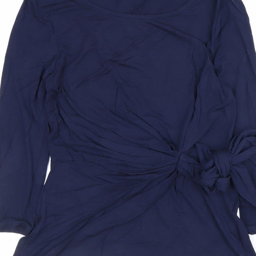 Phase Eight Women Blue Size 10 Wrap Tie Long Sleeve Jersey Blouse