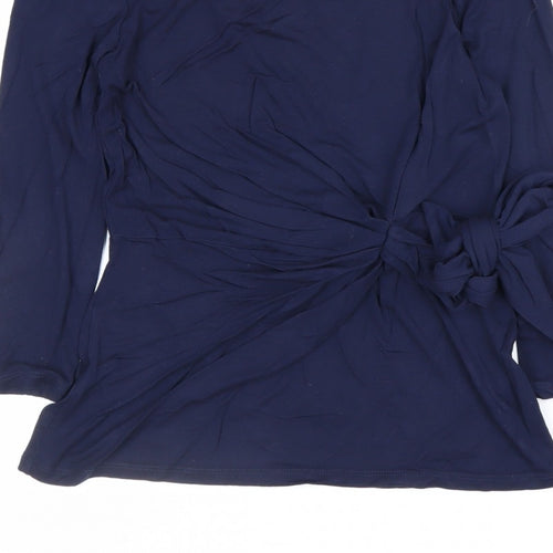 Phase Eight Women Blue Size 10 Wrap Tie Long Sleeve Jersey Blouse