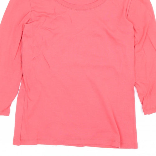 Gap Women Pink L Basic Cotton Long Sleeve Scoop Neck T-Shirt