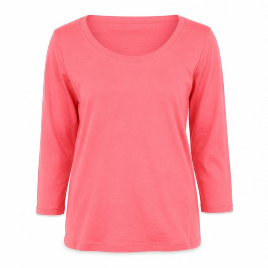 Gap Women Pink L Basic Cotton Long Sleeve Scoop Neck T-Shirt