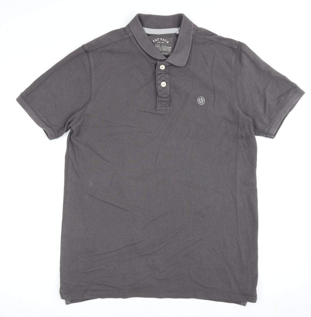 Fat Face Men’s Grey Size L Organic Cotton Short Sleeve Polo Shirt