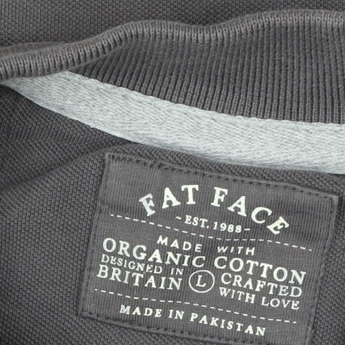 Fat Face Men’s Grey Size L Organic Cotton Short Sleeve Polo Shirt