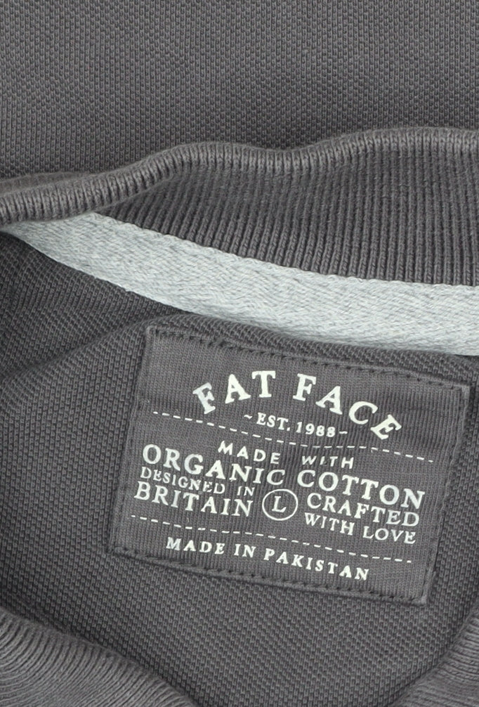 Fat Face Men’s Grey Size L Organic Cotton Short Sleeve Polo Shirt