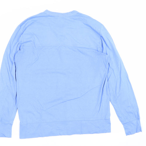 Kangol Men's Blue M Long Sleeve Cotton Henley T-Shirt Logo