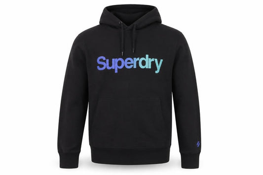 Superdry Men’s Black 2XL Pullover Hoodie Logo Graphic Pocket