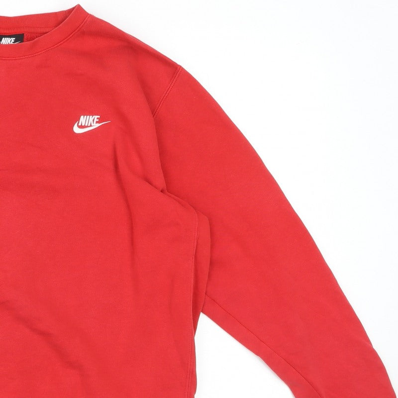 Nike Men’s Red L Pullover Crew Neck Logo Fleece Sweatshirt