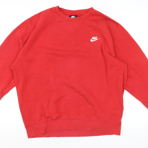 Nike Men’s Red L Pullover Crew Neck Logo Fleece Sweatshirt