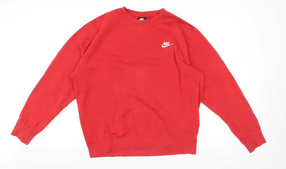 Nike Men’s Red L Pullover Crew Neck Logo Fleece Sweatshirt