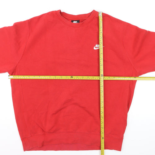 Nike Men’s Red L Pullover Crew Neck Logo Fleece Sweatshirt