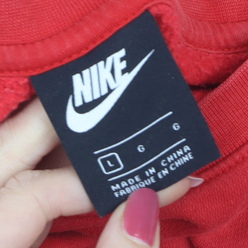 Nike Men’s Red L Pullover Crew Neck Logo Fleece Sweatshirt